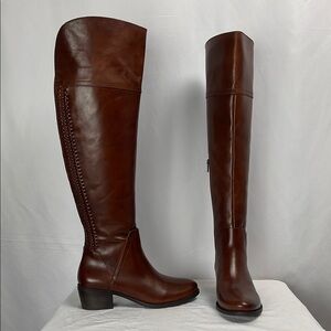 Vince Camuto VC-Bendra Brown Over Knee Heeled Boots Tie Dye Leather Women’s 7.5M